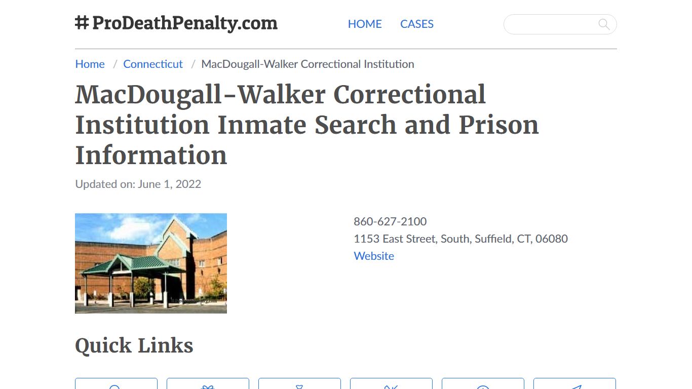 MacDougall-Walker Correctional Institution Inmate Search ...