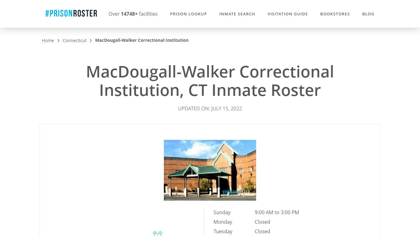 MacDougall-Walker Correctional Institution, CT Inmate Roster