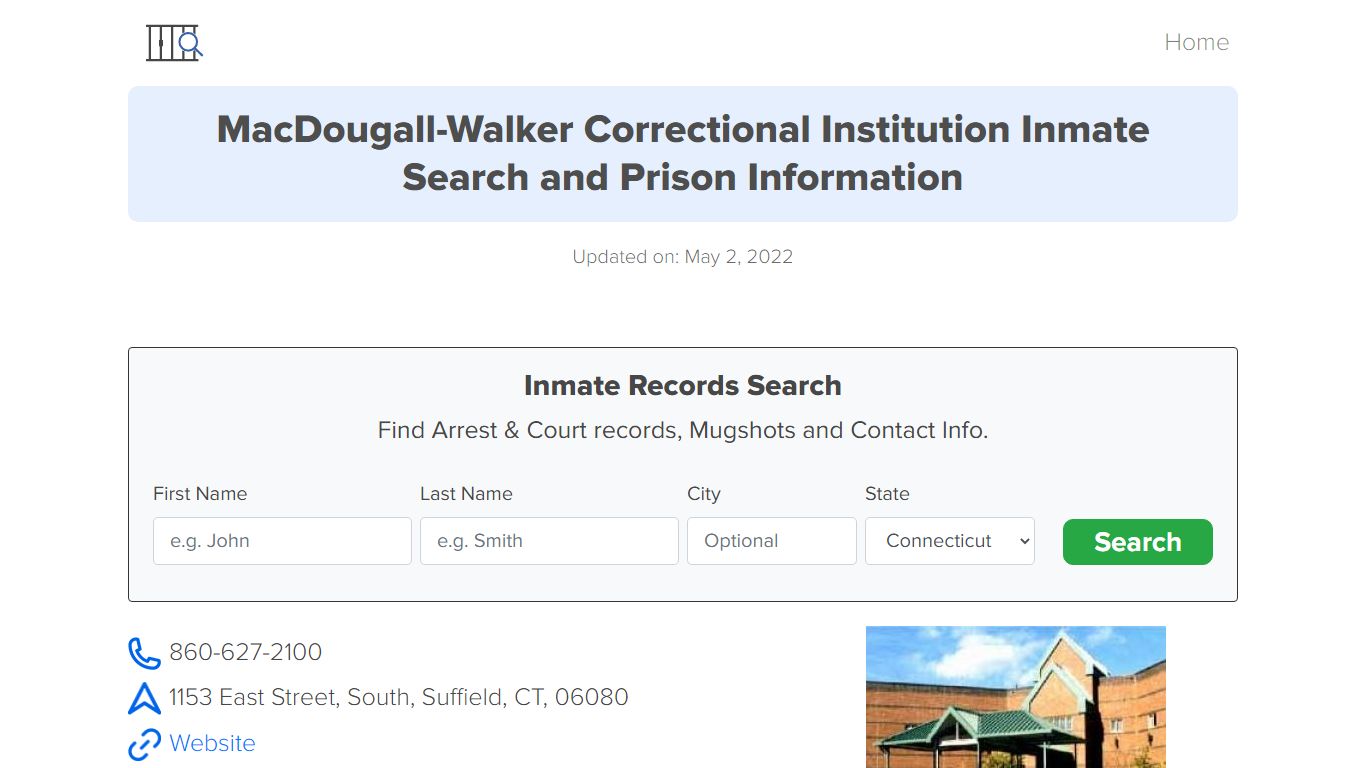 MacDougall-Walker Correctional Institution Inmate Search ...